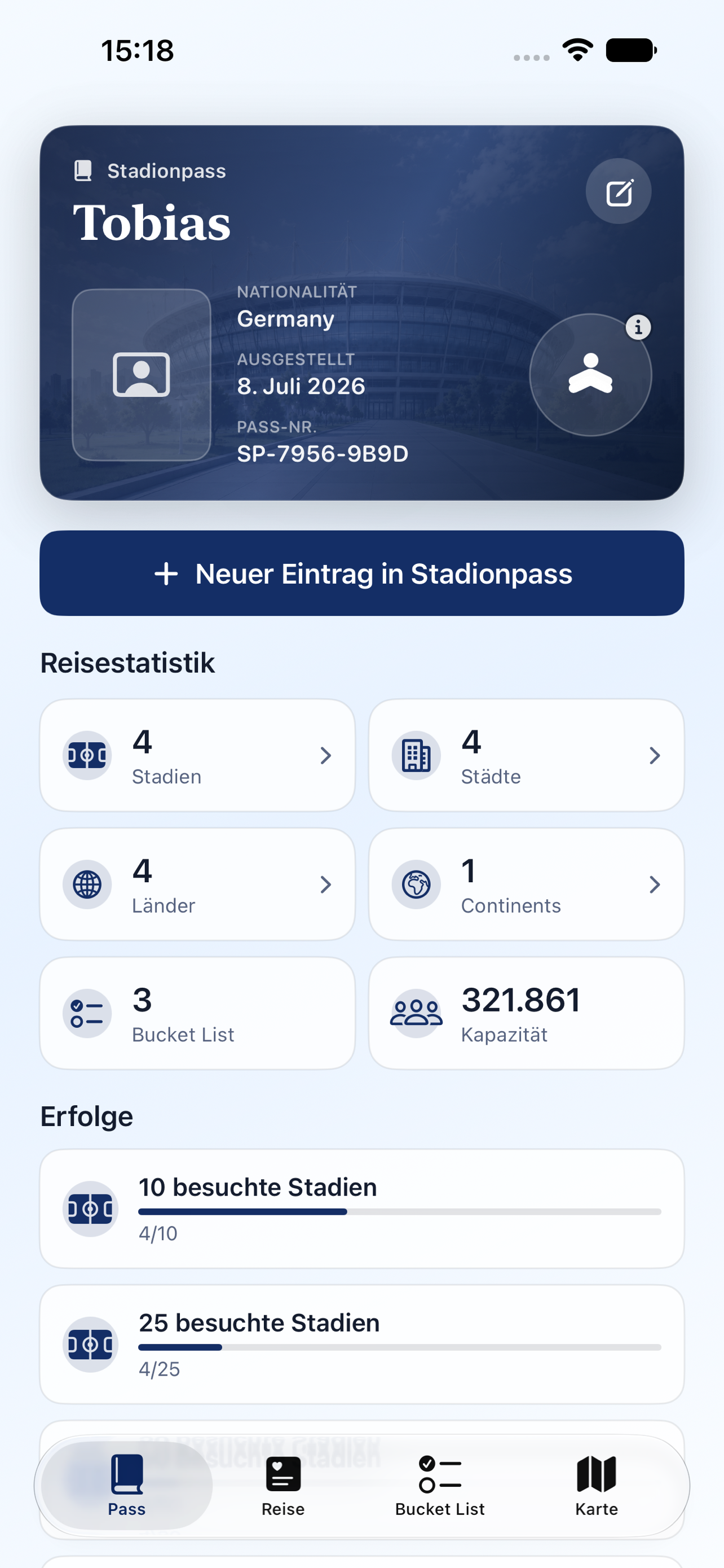 Stadionpass on iPhone