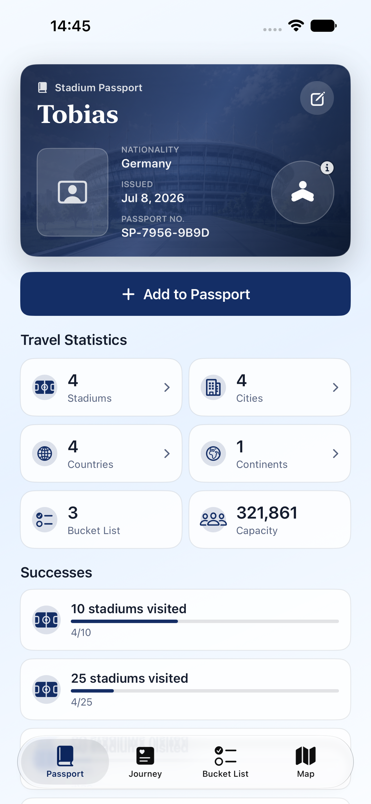 Stadium Passport on iPhone