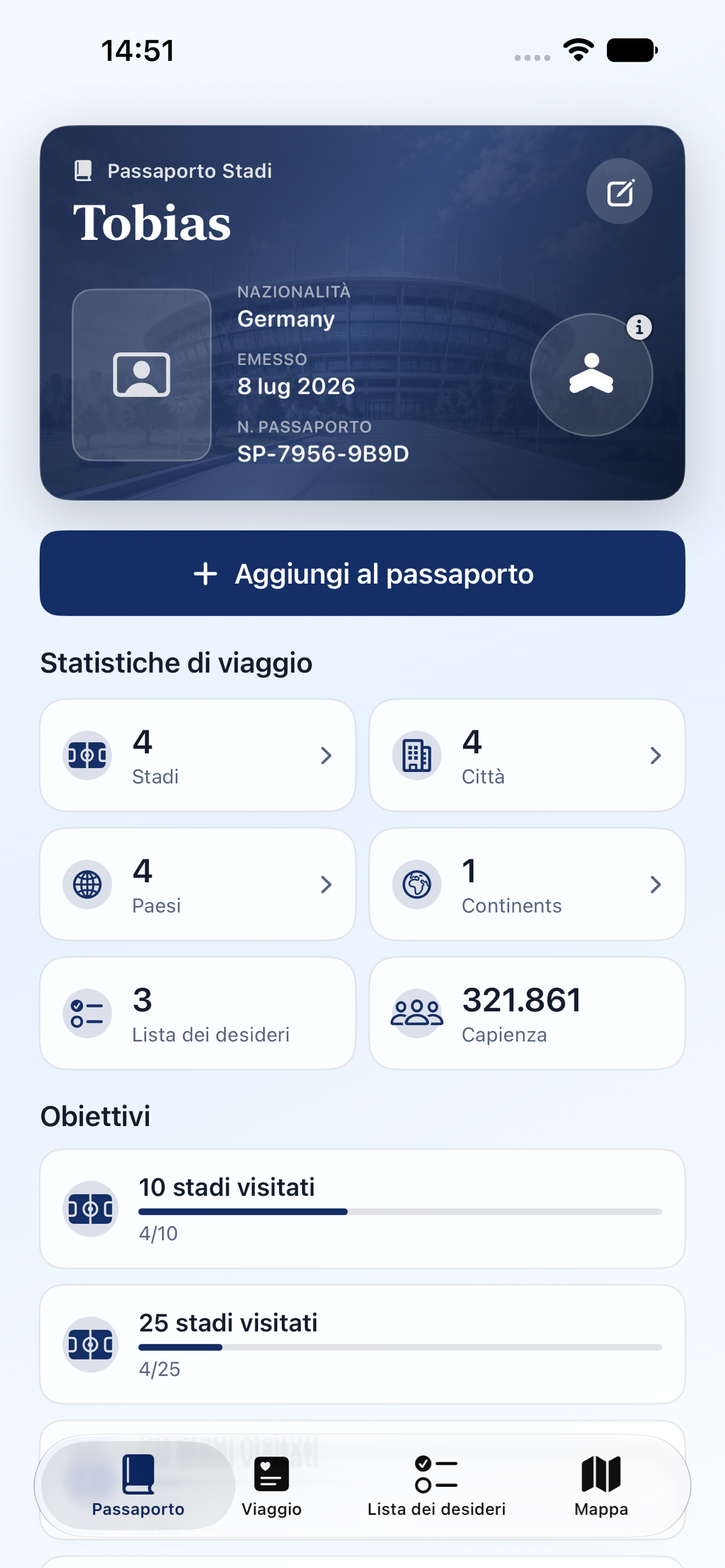Passaporto Stadi on iPhone